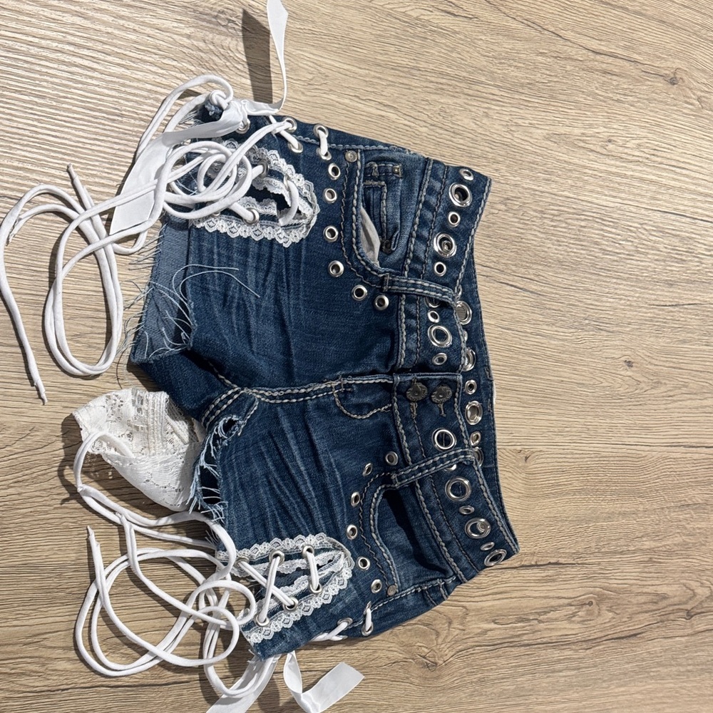 Lace-Up Denim Women Shorts